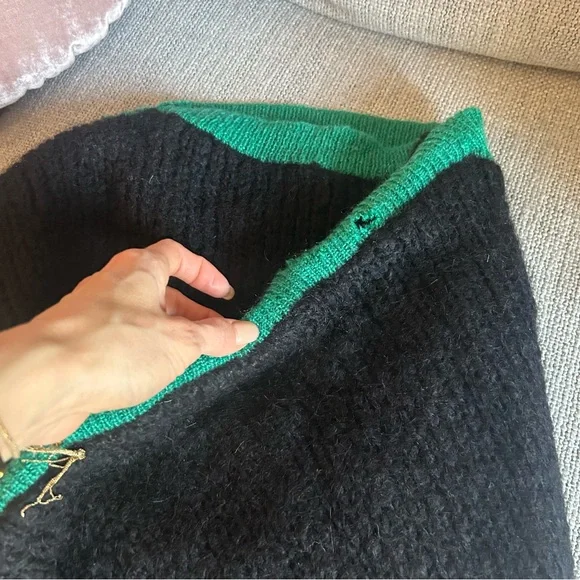 THIERRY MUGLER Vintage Back and Green Boatneck Sweater sz 42 / US 6 - Picture 10 of 14